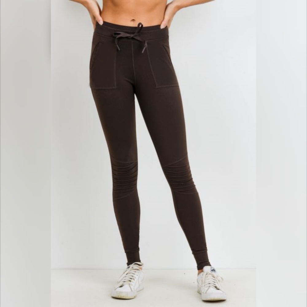Skinny Cargo Moto Hybrid Joggers - Coffee - Picture 2 of 8